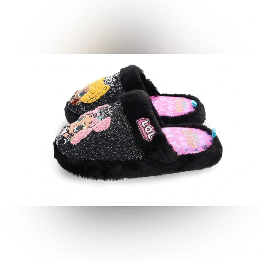L.O.L. Surprise!‎ Little Girl’s black plush sequin slippers size 6 brand new